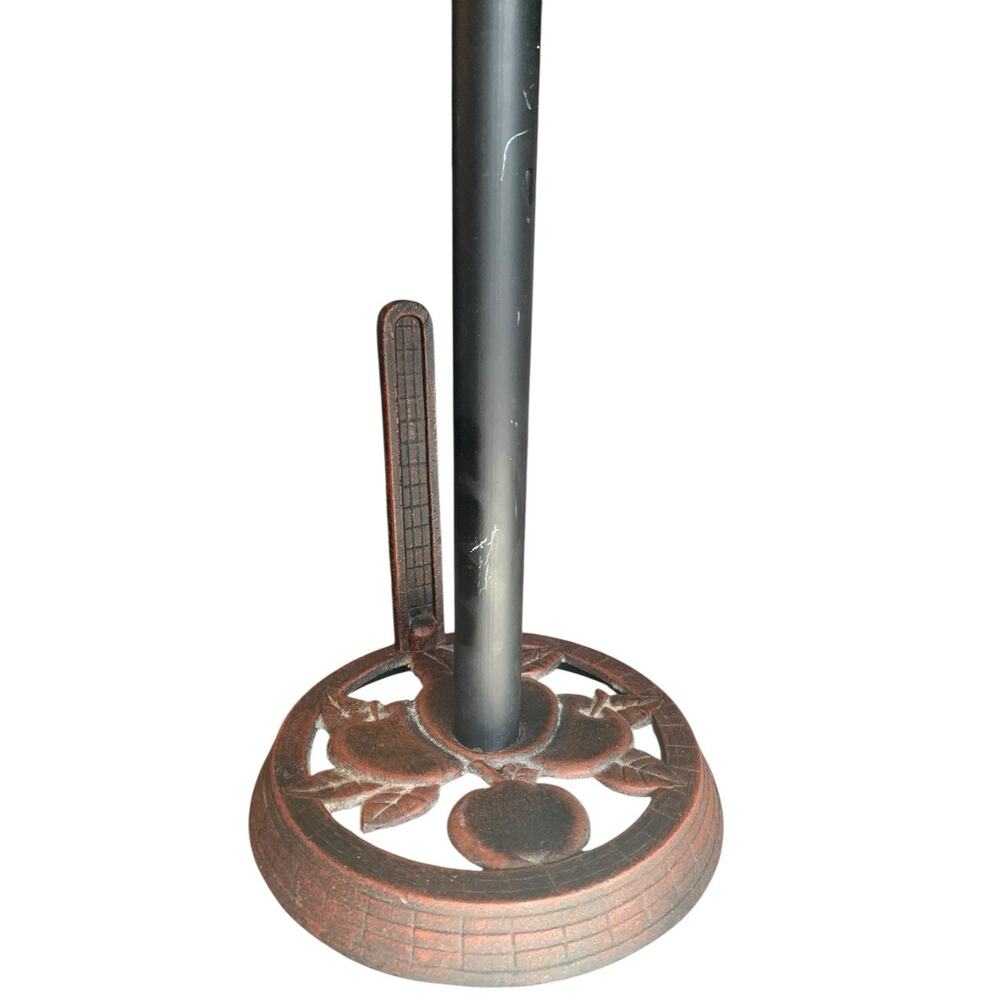 Apple Cast Iron Paper Towel Holder Farmhouse Kitchen Decor 15" Freestanding - Picture 5 of 11